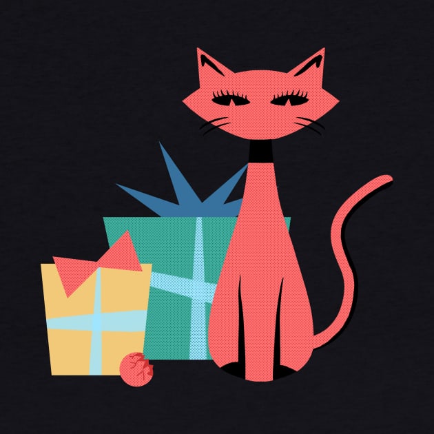 Mid-Century Modern Christmas Cat by ksrogersdesigns